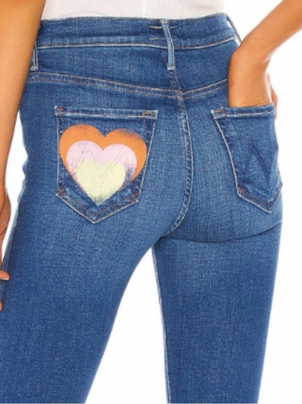 MOTHER NWT The Super Stunner Ankle Double Vision Heart Pocket Jeans 29